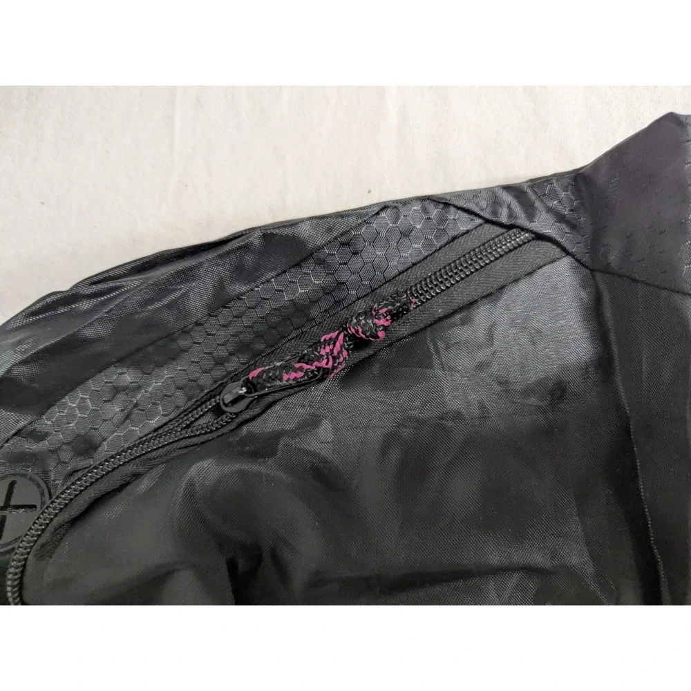 T Mobile Tuesdays Black pink nylon‎ drawstring backpack bag with zippered pocket